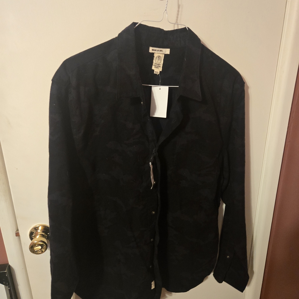 Men's Black Camouflage Button Down Shirt
